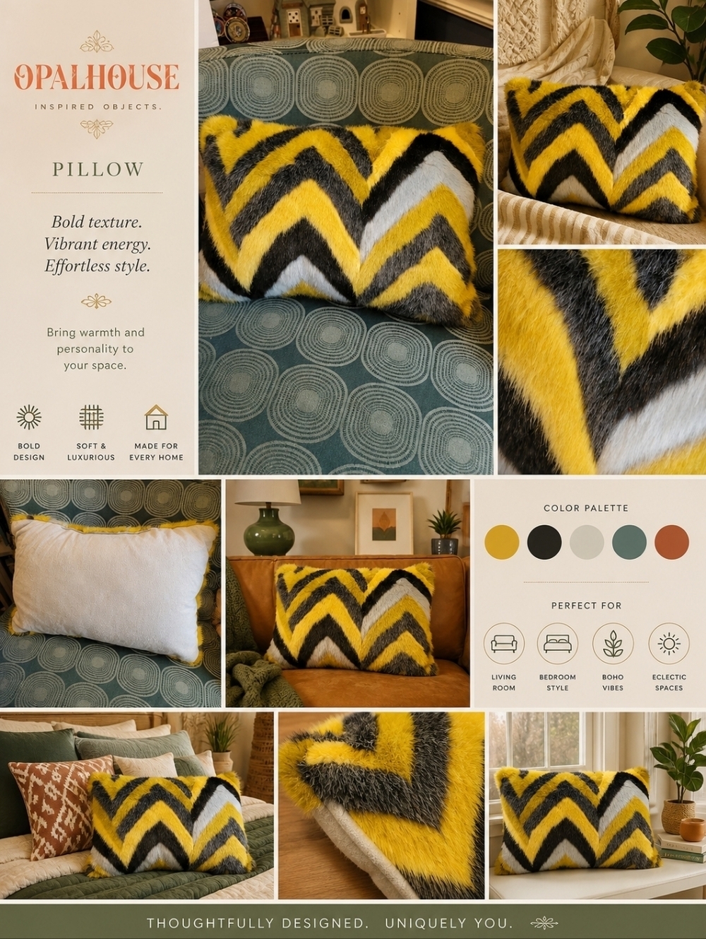 Opalhouse Faux Fur Oblong Lumbar Shape Pillow 14x22 Chevron Gold Black Olive